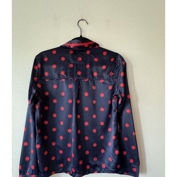 ABERCOMBIE & Fitch Pajama Size Small Blue Red Polka Dot Print Pants Shirt - Picture 3 of 8